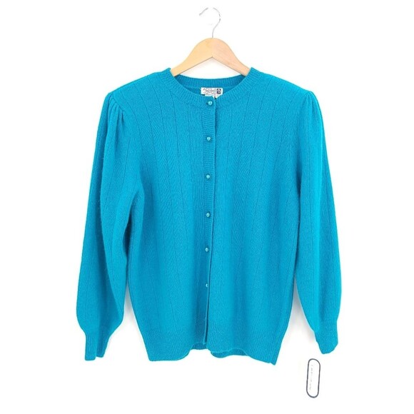 Vintage Adele Joyce Lambswool Angora Rabbits Hair Puff Sleeve Cardigan NWT - Picture 1 of 14